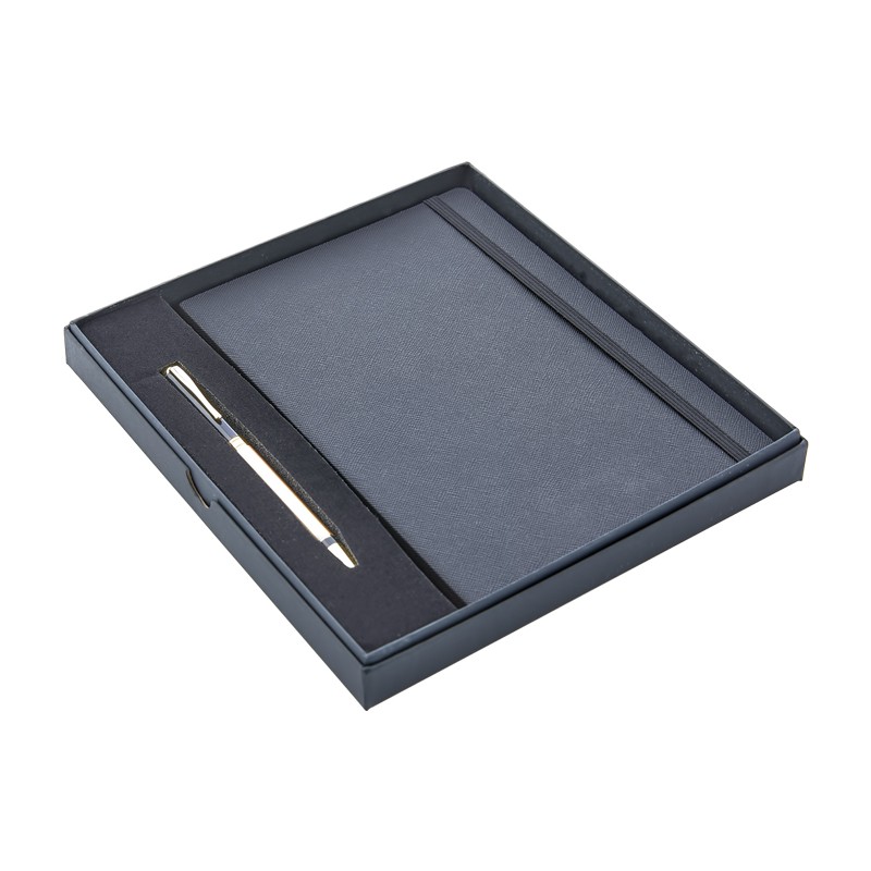 KP02119-0122 Hediyelik Set - 15X21 Yaldız Kenar Not Defteri - Metal Roller Kalem